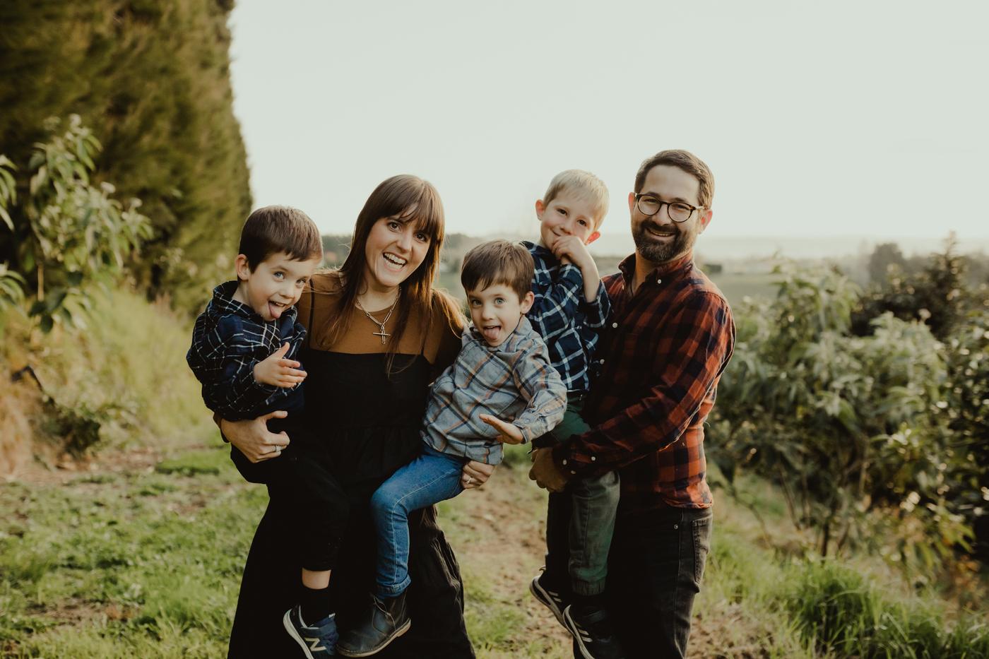Emma Sievwright with her family outdoors near Tauranga